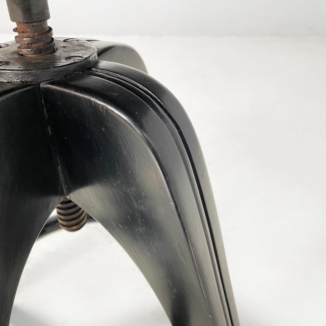 Italian Art Deco Black Wooden Stool, Early 1900s For Sale - Image 12 of 18