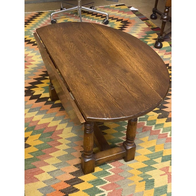 English Mid 20th Century English Oak Drop Leaf Coffee Table For Sale - Image 3 of 13