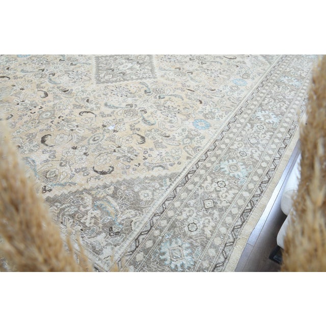 Brown 1970s Vintage Persian Handmade Wool Cotton Light Brown Area Rug For Sale - Image 8 of 11
