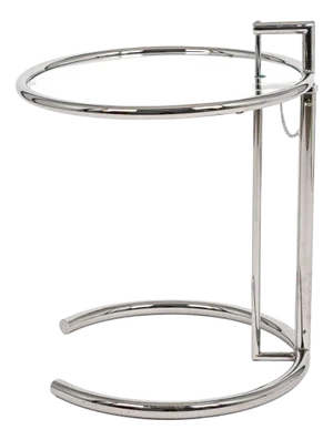 Mid Century Glass & Chrome Round Side Table by Eileen Gray (Attr.)