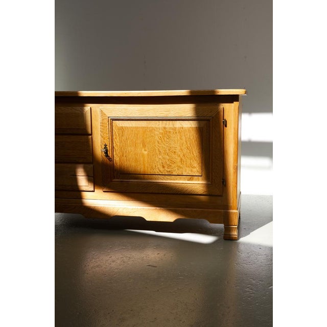 Danish Mid-Century Farmhouse Oak Sideboard by Henning Kjærnulf for EG, 1960s. Scandinavian Mid-Century Modern low...