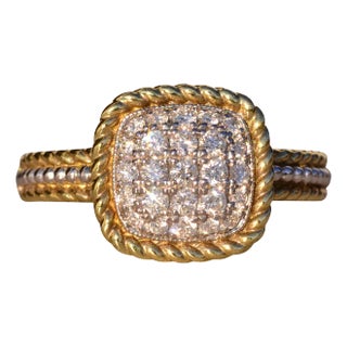 The 109th Avenue: Pave Set Natural Diamond Ring with Roped Edges For Sale