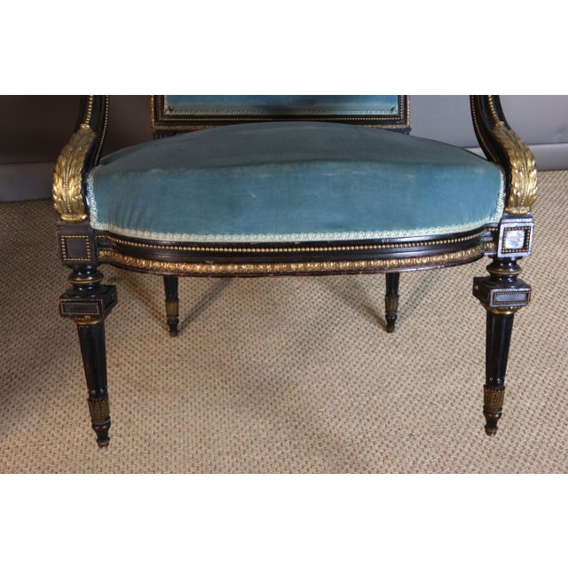 Napoleon III Painted Wood Living Room Set, 1800s, Set of 5 For Sale - Image 5 of 16