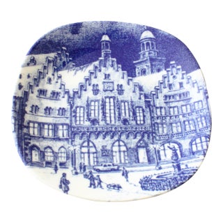 West Germany Blue and White Porcelain Wall Plate For Sale