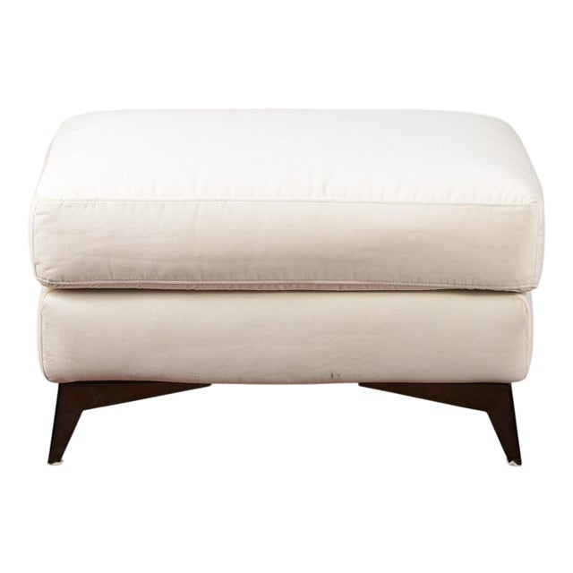 Vintage White Pouf with Fabric For Sale