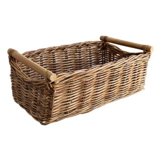 European-Style Wicker Storage / Kindling Basket For Sale