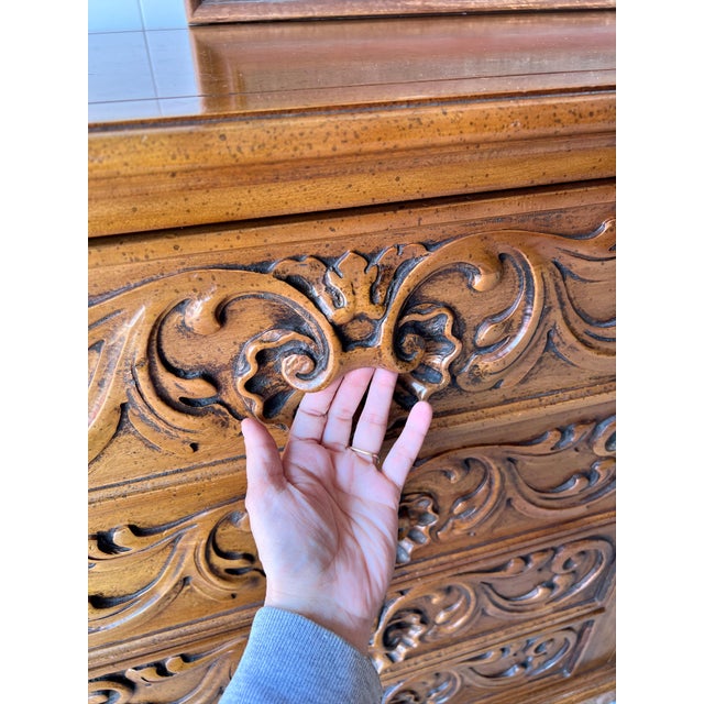 Auburn Vintage Carved Wood 8-Drawer Dresser | Sideboard | Credenza | Chest | Boho, European, Cottagecore Furniture For Sale - Image 8 of 10