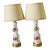Pair of 1910s Victorian Milk Glass Lamps With Roses For Sale