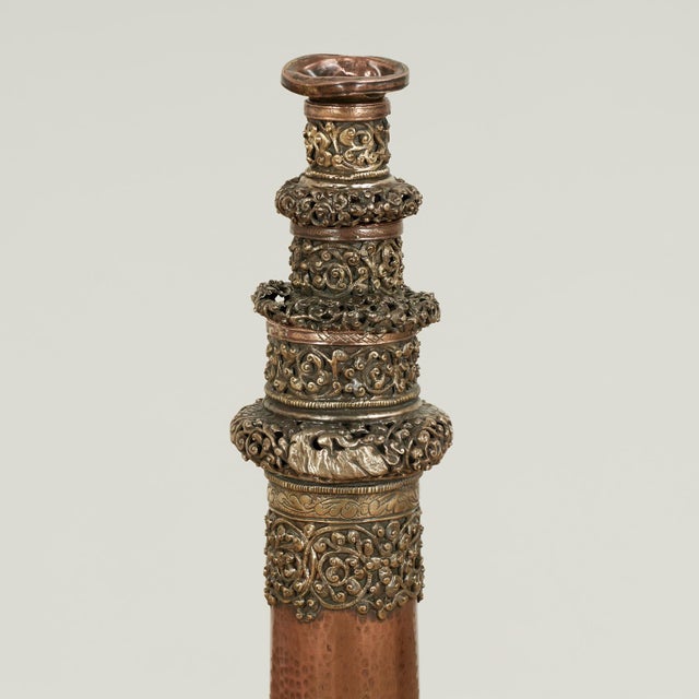 Pair of Antique Copper Tibetan Horns or Dungchen For Sale - Image 4 of 14