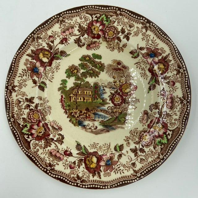 Chinoiserie Vintage Royal Staffordshire "Tonquin" Mulitcolor Salad Plates by Clarice Cliff – Pair For Sale - Image 3 of 12