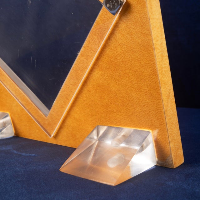 Vintage Natural Parchment and Acrylic Glass Photo Frame by Giorgio Tura for Tura Milano, 1980 For Sale - Image 12 of 17