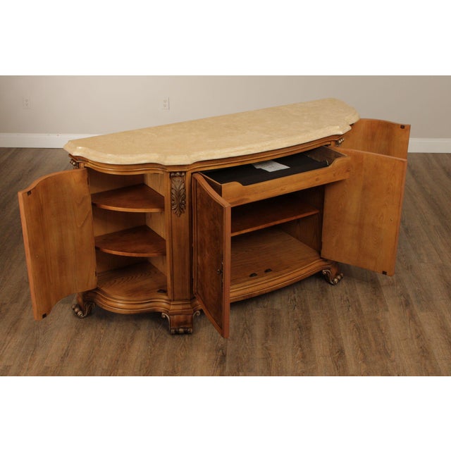 Henredon Burl Wood Marble Top Sideboard Buffet Cabinet For Sale - Image 9 of 12