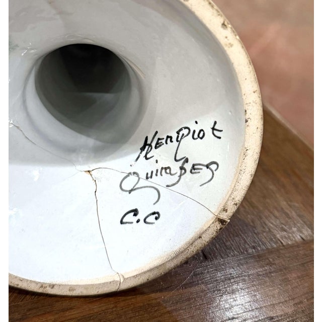 Early 20th Century French Henriot Quimper Hand-Painted Faience Candlestick For Sale - Image 10 of 10