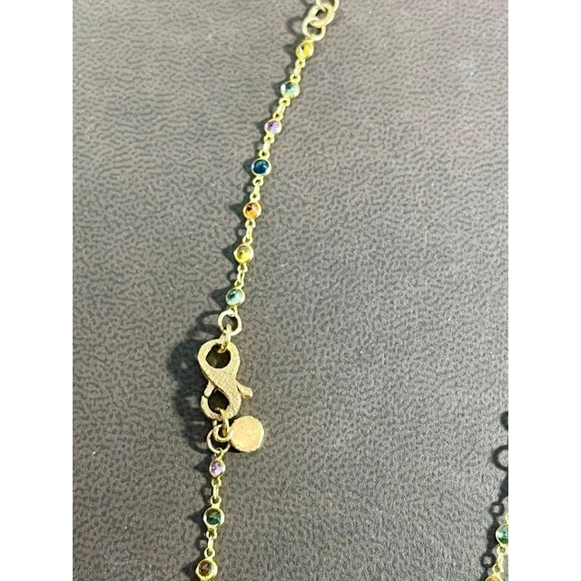 Bezel-Set Multi-Sapphire Station Necklace 18kt Yellow Gold by Designer dc For Sale - Image 11 of 18