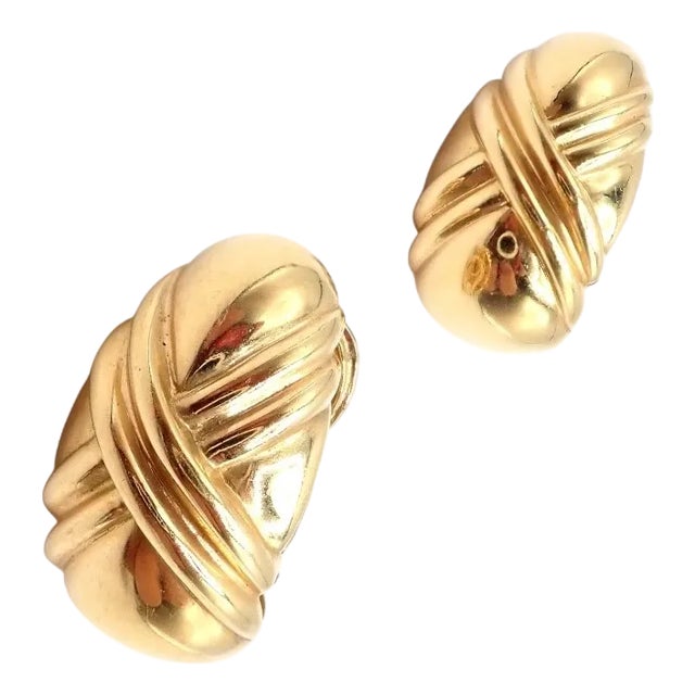 Vintage Bulgari Bvlgari 18k Yellow Gold Roma Double X Huggie Earrings, A Pair For Sale