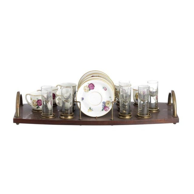 Porcelain Tray with Coffee Cups and Glasses, Set of 13 For Sale - Image 6 of 6