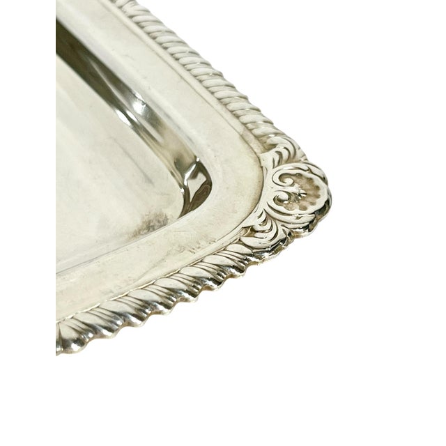 Vintage Matched Pair of Petite French Silver Plate Calling Card Trays With Shell Detailing For Sale - Image 10 of 13
