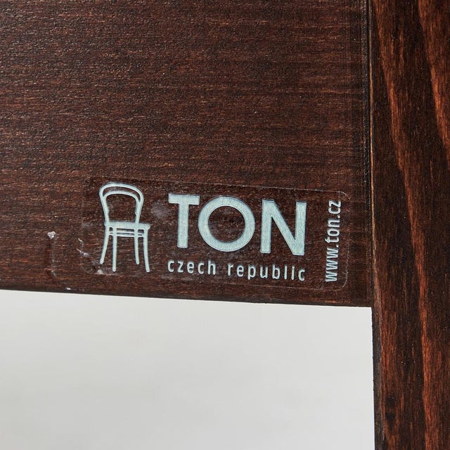Armchairs in Dark-Stained Beech and Black Leather from Ton, 2000s, Set of 2 For Sale - Image 3 of 6