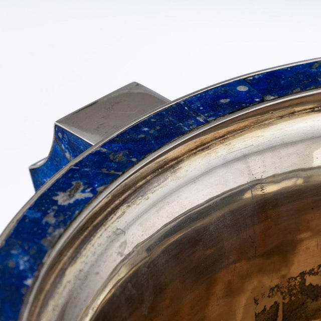 Large Vintage Italian Silver and Lapis Lazuli Wine Cooler, 1970 For Sale - Image 11 of 18