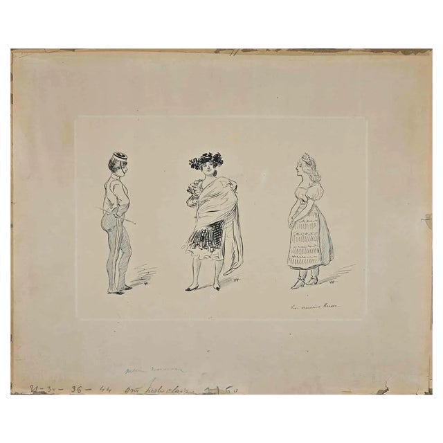 Adolphe Willette, Characters, Late 19th Century, Drawing For Sale