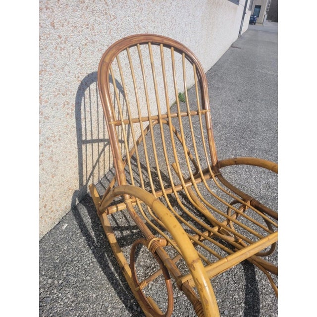 Wood Vintage Bamboo Rocking Chair, 1960s For Sale - Image 7 of 13