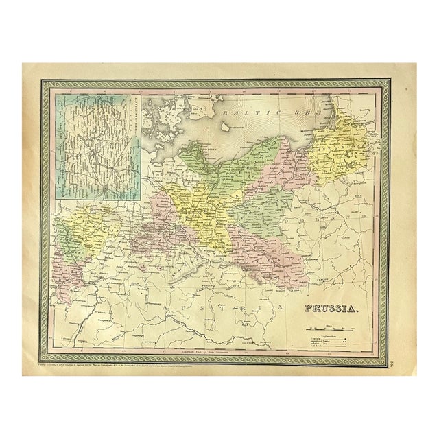 Prussia, Germany, Poland With Inset of Berlin Map by Cowperthwait, 1850 For Sale
