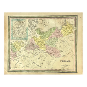 Prussia, Germany, Poland With Inset of Berlin Map by Cowperthwait, 1850