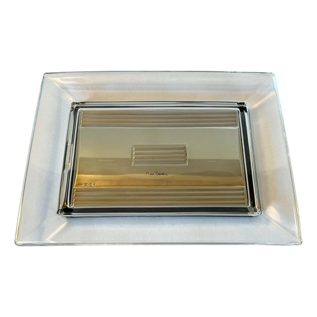 Pierre Cardin Rectangular Sterling Glass Vide Poche For Sale