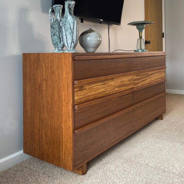 Wood Pre-Owned Greenington Magnolia Sable Sustainable Bamboo Dressers For Sale - Image 7 of 11