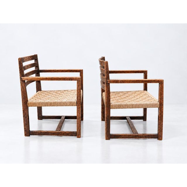 Modern Vintage Modernist Armchair with Hand-Woven Seat For Sale - Image 3 of 9