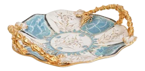 Large Italian Porcelain Handled Centerpiece