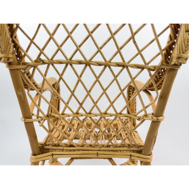 Wood Vintage French Rattan Children’s Chair, 1950s For Sale - Image 7 of 15