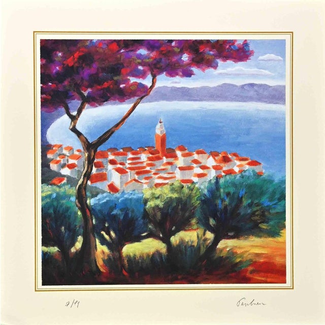 Contemporary After Nicholas Verrall, The Village on the Lake, Lithograph, Late 20th Century For Sale - Image 3 of 3