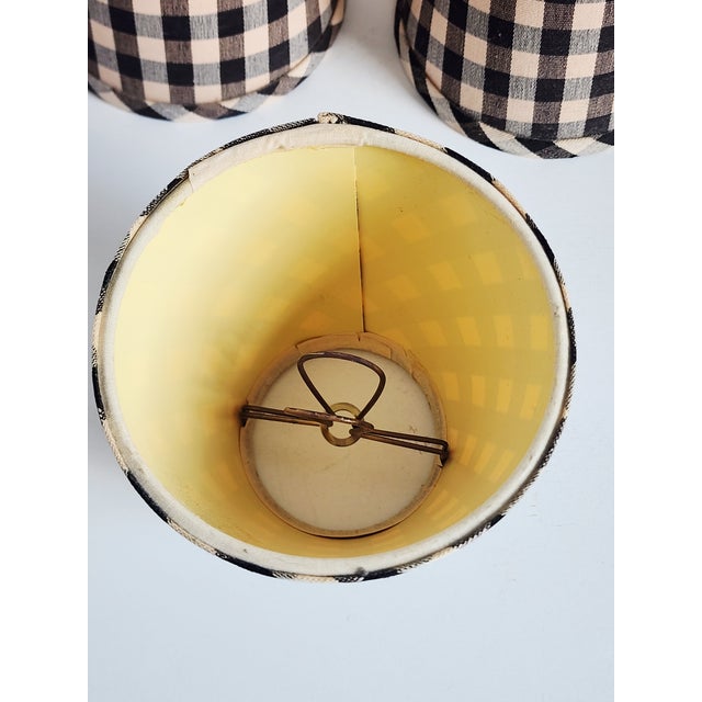 Vintage Black & Linen Chandelier Shades- Set of 8 For Sale - Image 10 of 12