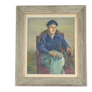 "Portrait of a Working Man" - Original Oil Painting by N. Goodman Signed 1951, Framed
