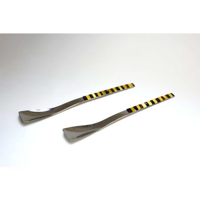 Pair of Genuine Amber Spoons, French Arcoroc For Sale - Image 4 of 7