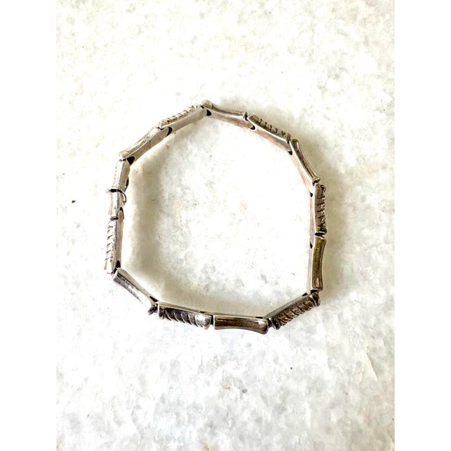 Postmodern Sterling Silver Bamboo Link Bracelet For Sale - Image 3 of 6