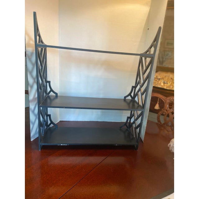 Chinoiserie Style Fretwork Trimmed Tabletop Shelf For Sale In Charlotte - Image 6 of 8