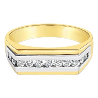 Diamond Channel Set Ring .33cttw 14k Two-Toned Gold, Size 11 For Sale
