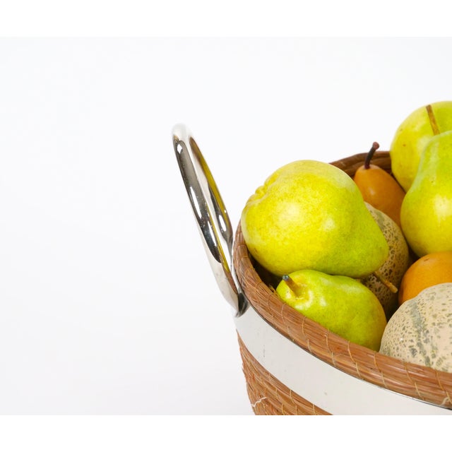 Mid Century Modern Chrome Ring-Handled Basket Centerpiece Composite Fruit Pears For Sale - Image 4 of 10