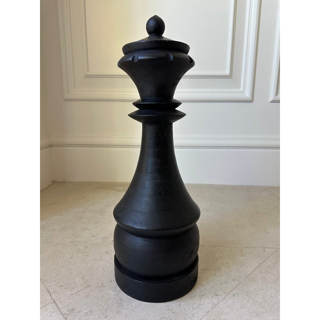 Wood Vintage Handmade 17” Solid Wood Queen Chess Piece Sculpture For Sale - Image 7 of 16