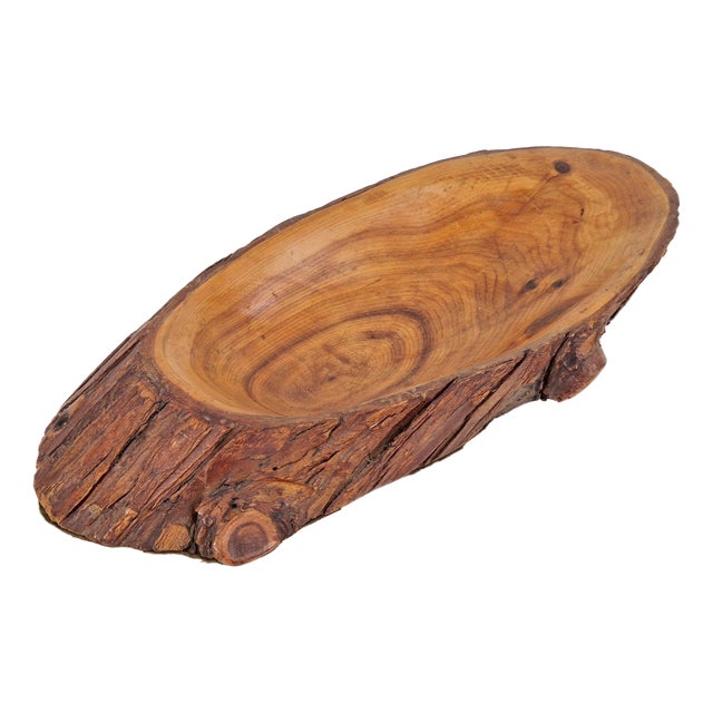 Vintage Brutalist Pine Tree Trunk Bowl, 1960s For Sale