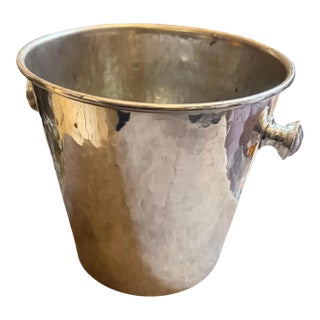 1970s Mid-Century Modern Silver Plated Hammered Italian Wine Cooler For Sale