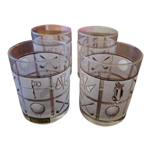 Mid Century Vintage Glasses Barware 22k Gold Designer- Set of 4