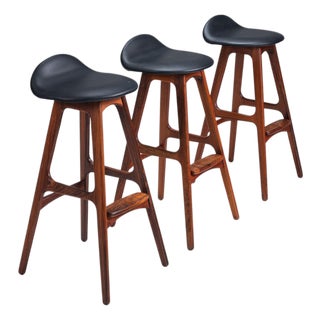 OD61 Bar Stools in Santos Rosewood by Erik Buck for Oddense, Denmark, 1965, Set of 3 For Sale