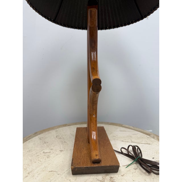 1950s Bohemian Bent Bamboo Table Lamp Original Bamboo Shade For Sale In Charleston - Image 6 of 8
