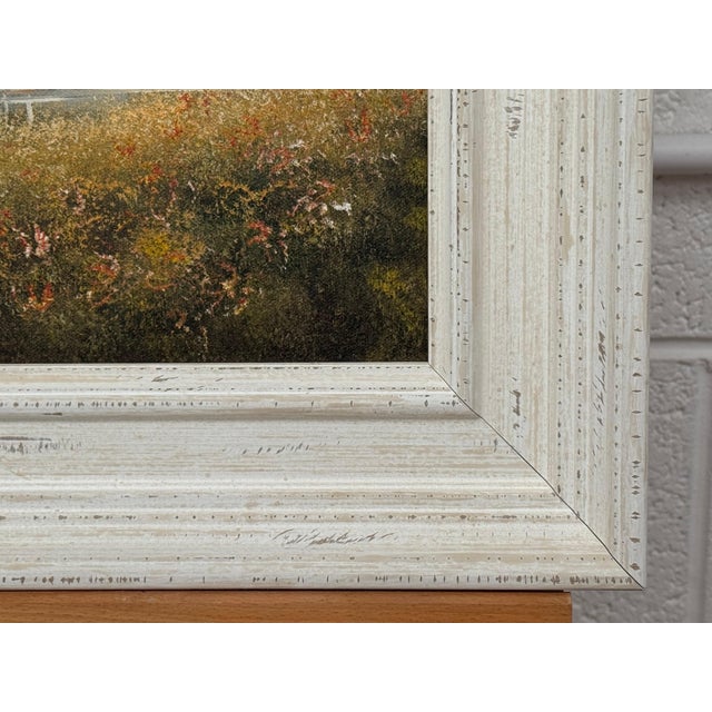 Serene Countryside Landscape with Sailboat & Wild Flowers in English Countryside 1980 Circa For Sale - Image 9 of 18