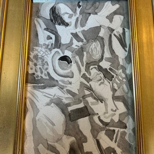 1950’s original b&w abstract expressionist watercolor painting. Measures 6x10 or approximately 9.25x13.5 framed. Check out...