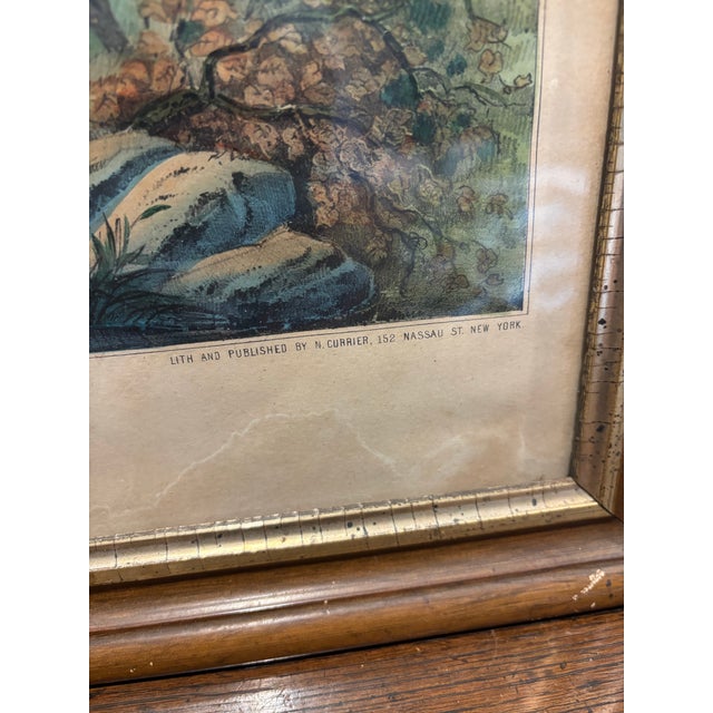 Mid 19th Century Original 1852 N. Currier "Quail Shooting" Hand-Colored Lithograph by Fanny Palmer - Nice Margins- Framed For Sale - Image 5 of 12