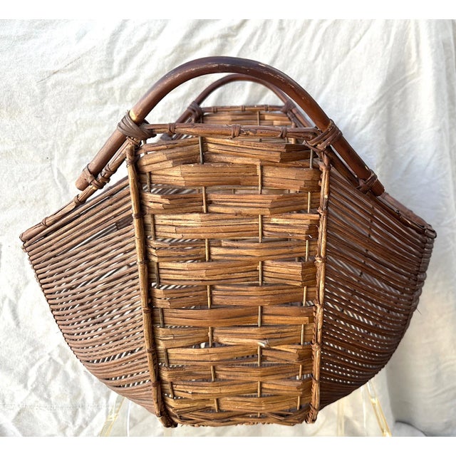 Wood Vintage Woven Rattan/Wicker Gathering Basket For Sale - Image 7 of 7
